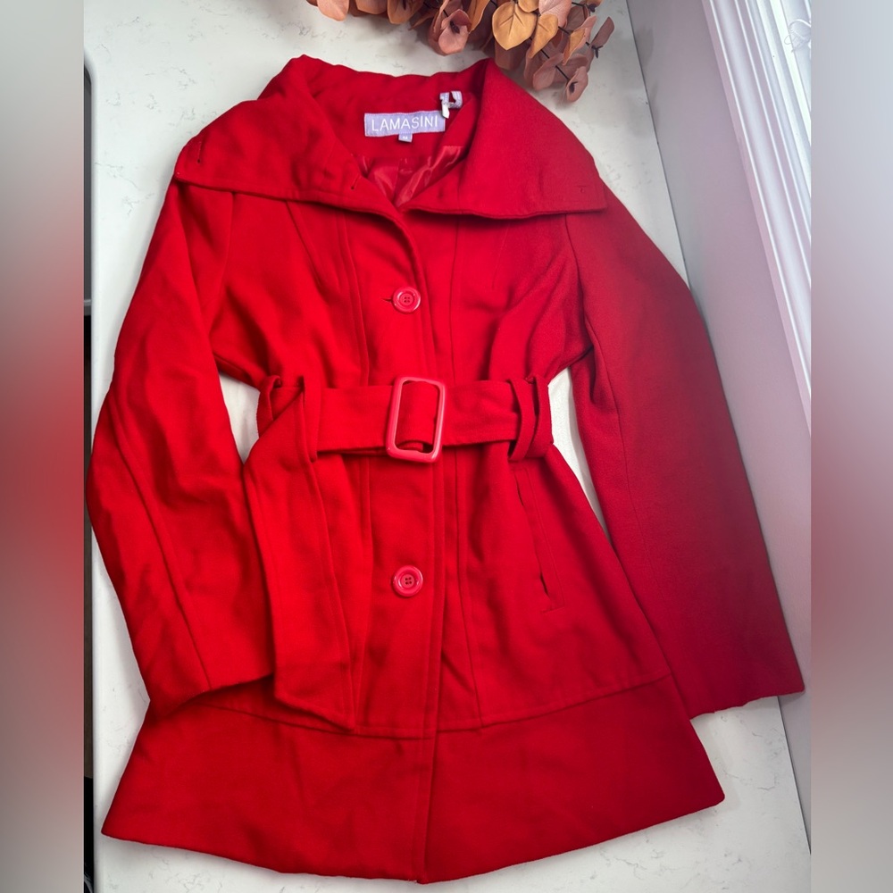 Lamasini Women's Vibrant Red Trench Coat